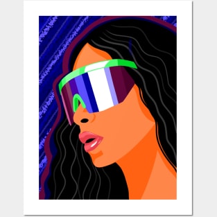 Beautiful brunette girl in sunglasses Posters and Art